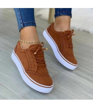 Women's Low-cut Brown Retro Suede Hollow Lace Up Leather Custom Shoes Sport Running Shoes Ladies Sneakers Casual Shoes For Women