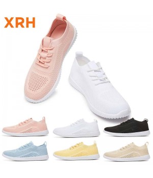 XRH Wenzhou Factory Footwear Blank Running Tennis Women Custom Sneakers Fly Weaving Casual White Shoes For Women New Styles