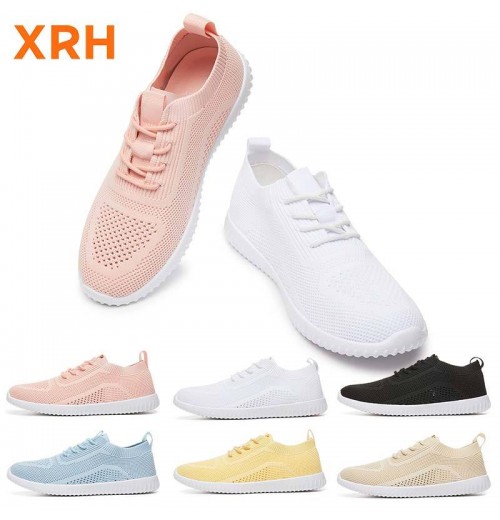 XRH Wenzhou Factory Footwear Blank Running Tennis Women Custom Sneakers Fly Weaving Casual White Shoes For Women New Styles