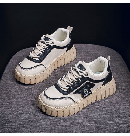 Women's shoes platform soles heightened casual board shoes round toe student shoes fashionable