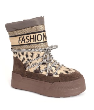 YZY wholesale OEM women New release leopard Nylon winter waterproof casual platform Boots