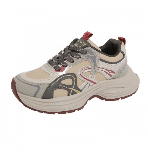 Leather Walking Style Sneakers - Customizable Anti-Slippery Running Shoes for Women