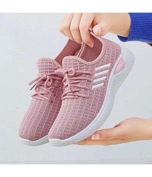 New Design Female Wedge Walking Shoes Low-top Mesh Breathable Lace-up Sneakers Flat Sport Casual Shoes For Women