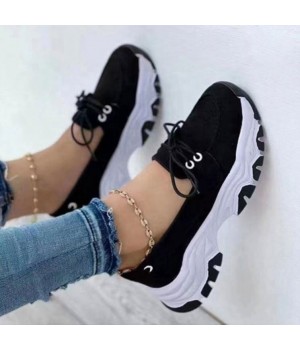 Factory Popular New Style Casual Sneakers Ladies Thick-Soled White Fitness Walking Shoes